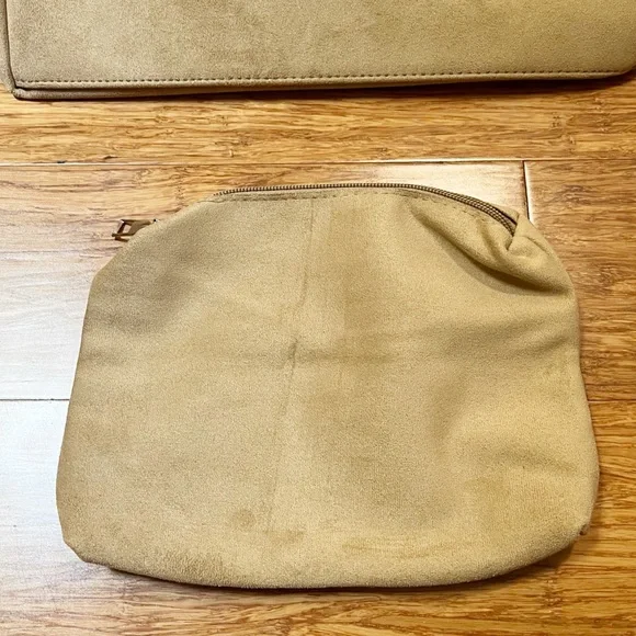 NEW! Faux Vegan Tan Beige Slouchy Suede Hobo Shoulder Bag with matching Purse - Picture 6 of 14